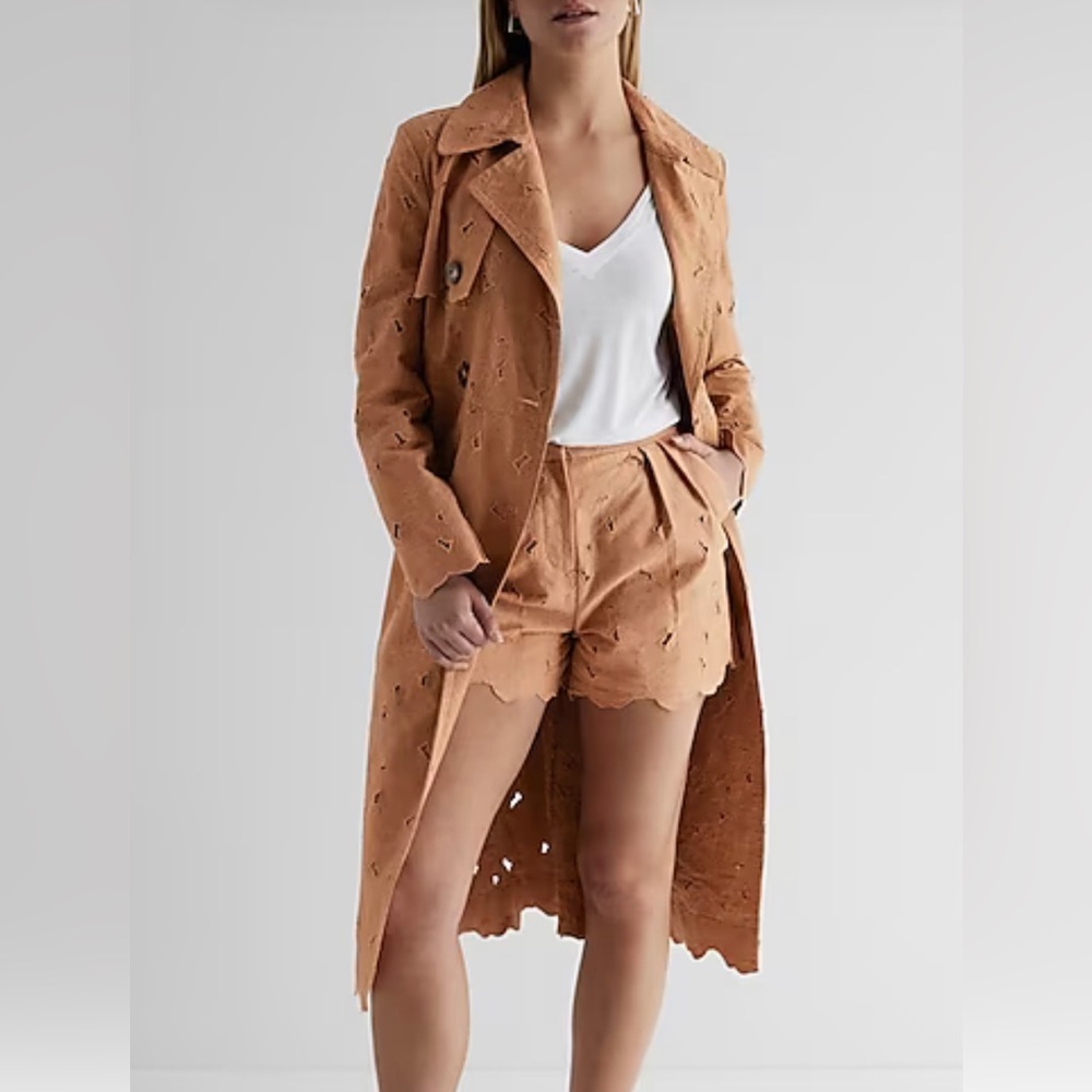 Express Floral Cut Out Belted Trench Coat - NWT